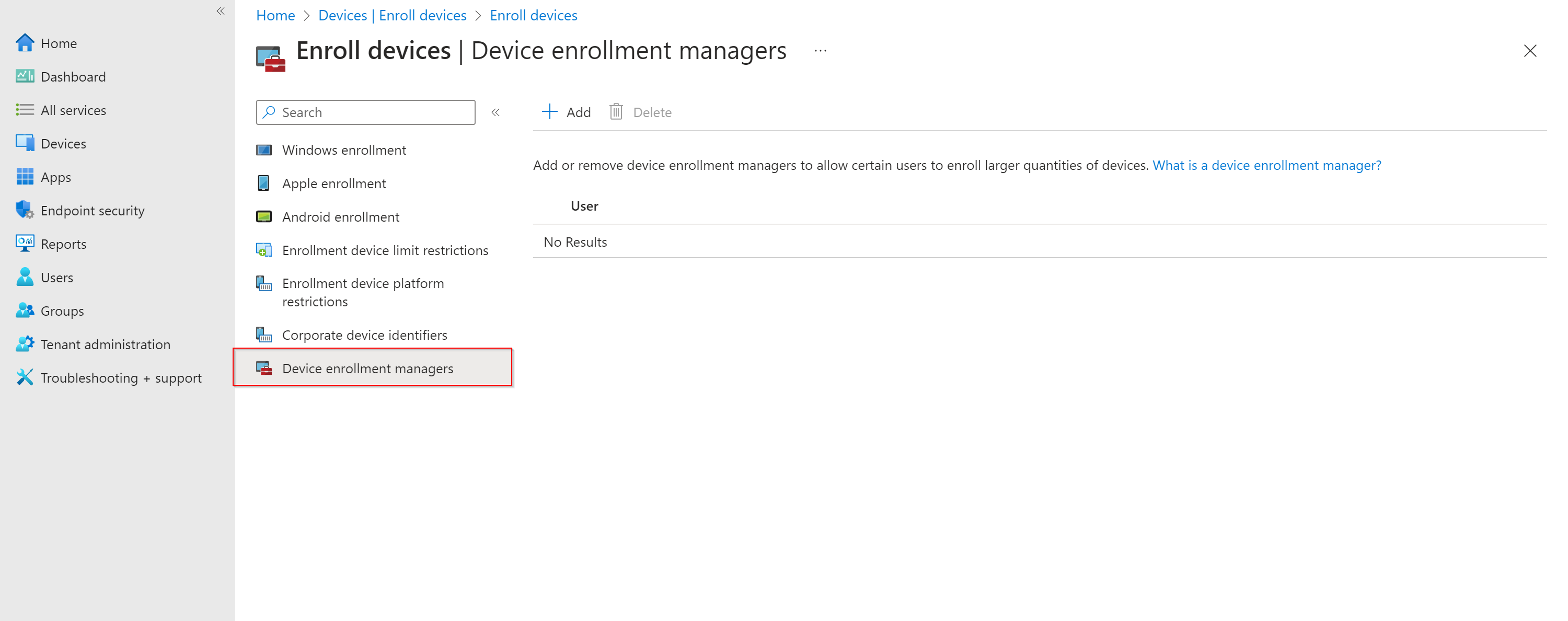 Adding a Device Enrollment Manager in Microsoft Intune